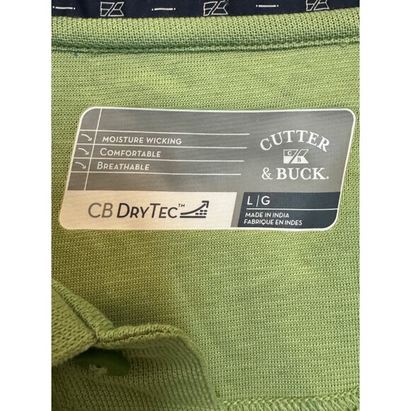 Cutter & Buck Mens Green Polo Shirt L Moisture Wicking Comfortable Breathable Co - Picture 2 of 4